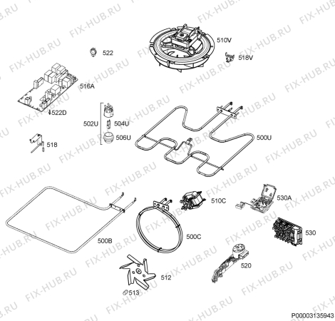 Взрыв-схема плиты (духовки) Essentiel B EFMP104I - Схема узла Electrical equipment